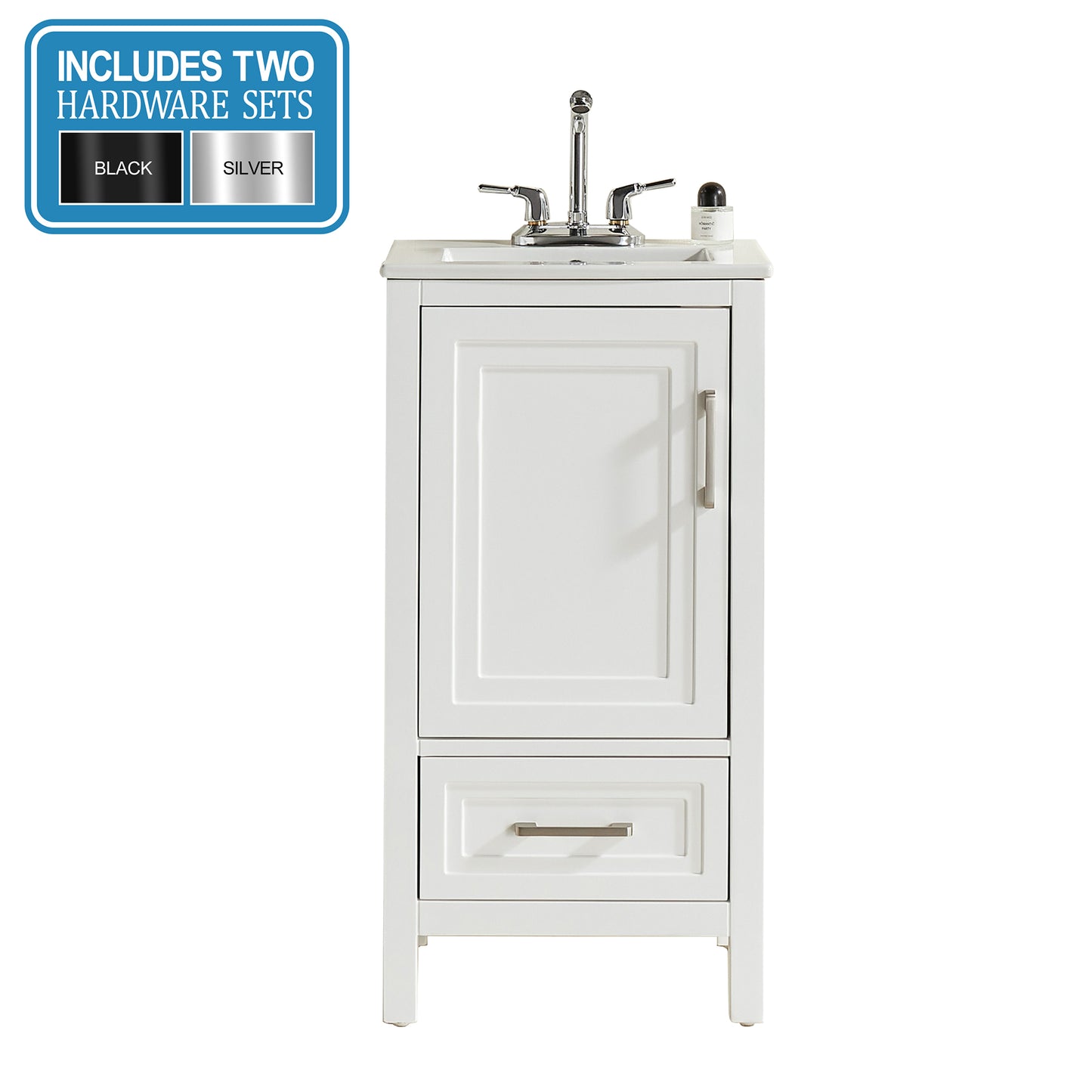 Fully Assembled 18'' White Freestanding Bathroom Cabinet with Ceramic Top (Old SKU K1826P225850/K1826S0001) image 12
