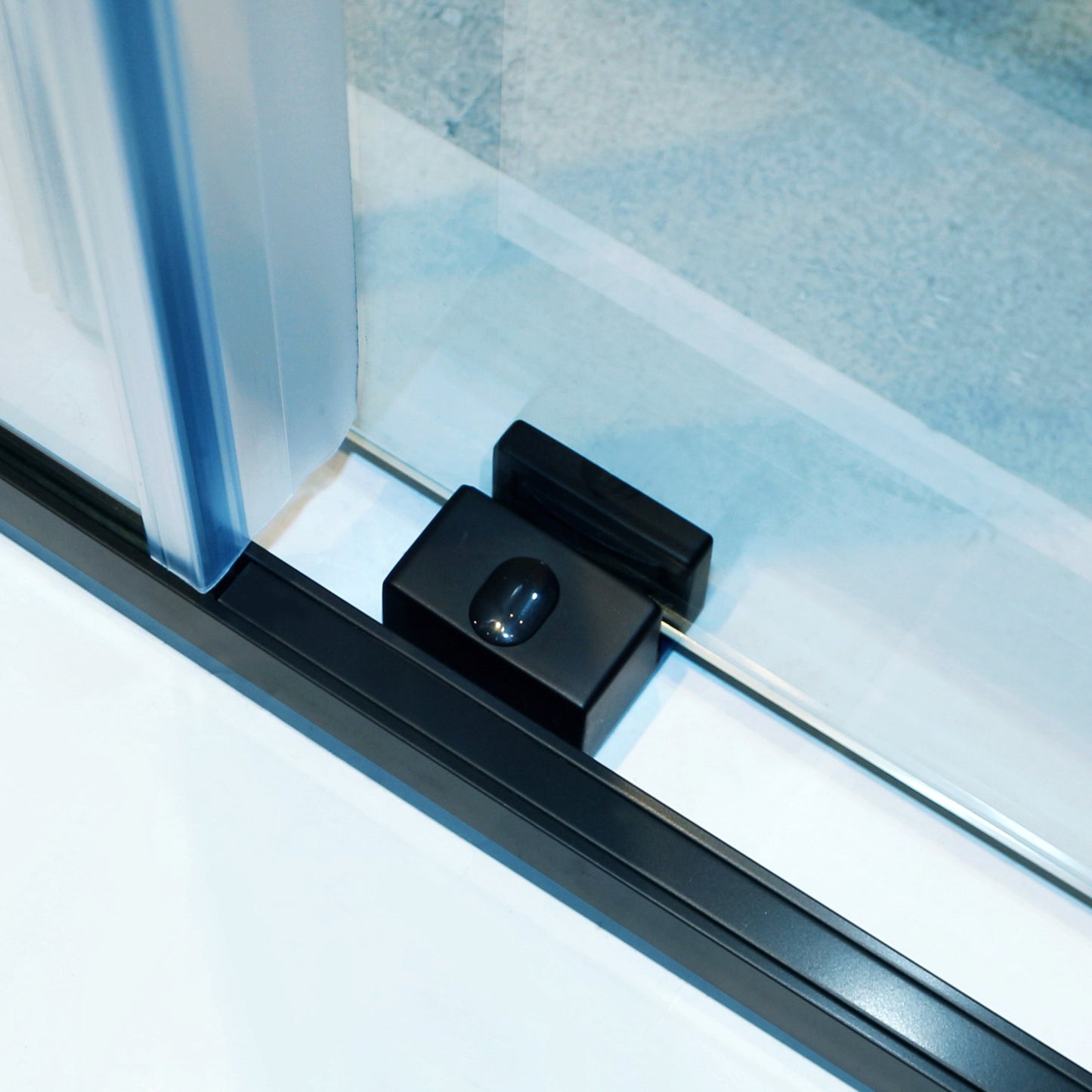 56-60"W x 75"H Semi-Frame Single Sliding Shower Door, 304 Stainless Steel in Matte Black, 5/16" (8mm) Thick SGCC Tempered Clear Glass. image 6