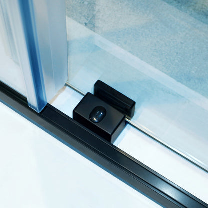 56-60"W x 75"H Semi-Frame Single Sliding Shower Door, 304 Stainless Steel in Matte Black, 5/16" (8mm) Thick SGCC Tempered Clear Glass. image 6