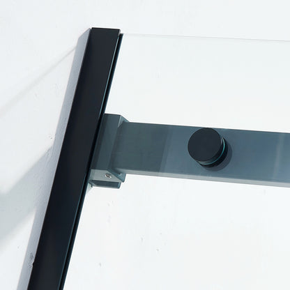 56-60"W x 75"H Semi-Frame Single Sliding Shower Door, 304 Stainless Steel in Matte Black, 5/16" (8mm) Thick SGCC Tempered Clear Glass. image 4