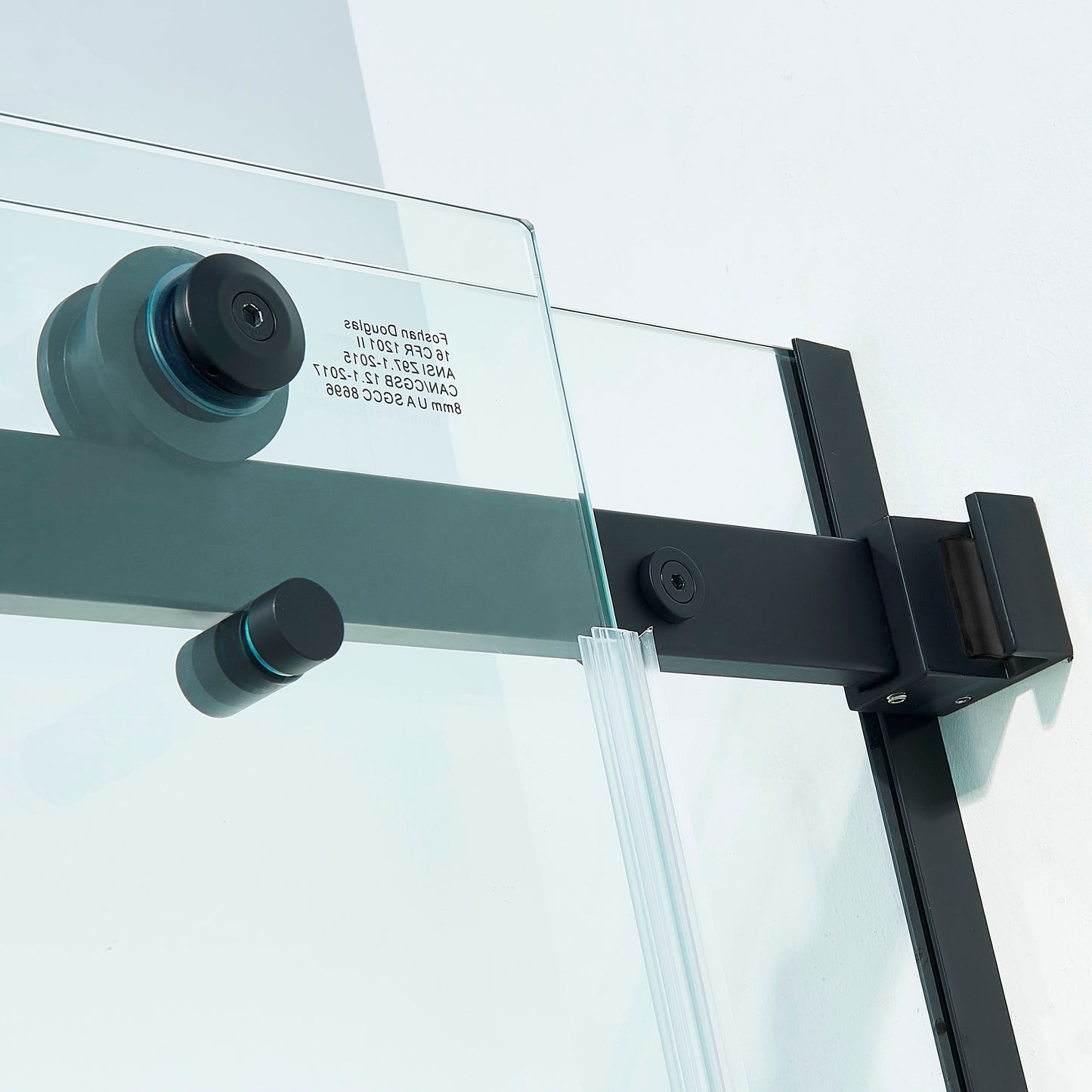 56-60"W x 75"H Semi-Frame Single Sliding Shower Door, 304 Stainless Steel in Matte Black, 5/16" (8mm) Thick SGCC Tempered Clear Glass. image 3