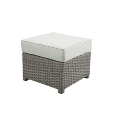 Salena Beige Fabric & Gray All-Weather Wicker Patio Sofa & Ottoman with 2 Toss Pillows