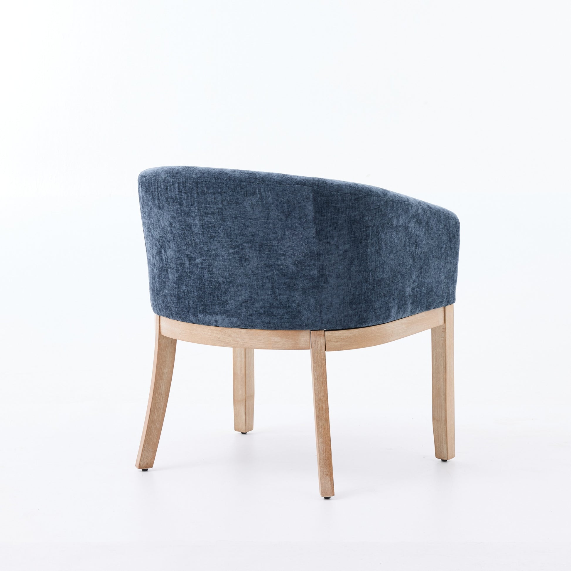 Mid Century Modern Upholstered Barrel Dining Chairs with Arms,Farmhouse Chenille Kitchen & Dining Room Chairs with Natural Hardwood Frame, 19" W Accent Chairs for Living Room,Single Pack,Blue,SW1891BL image 6