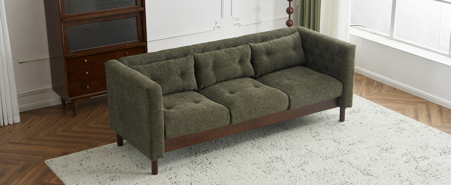 78" Upholstered Sofa Modern 3-seater Sofa Couch with Tufted Design for Living Room,Dark Green image 8
