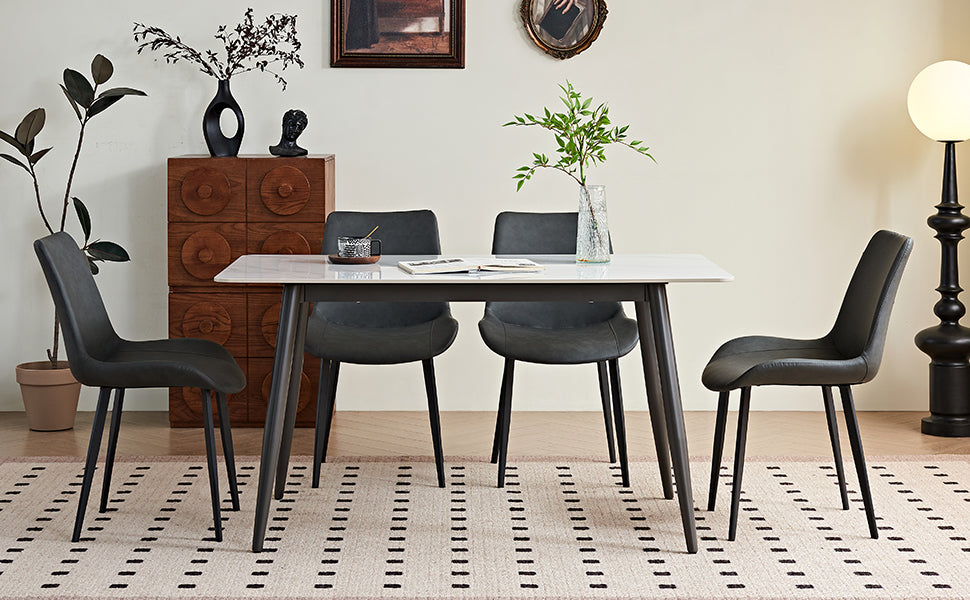 Grey PU Leather & Iron Leg Dining Chairs (2-Piece) image 8