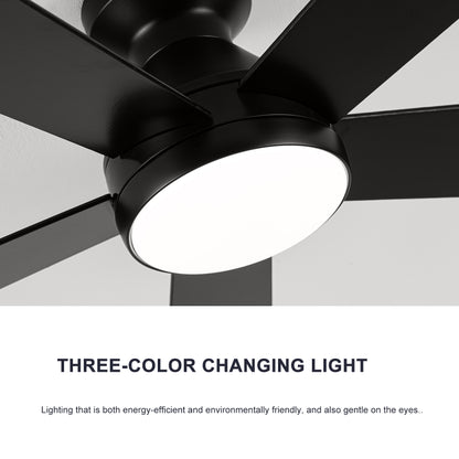 Ceiling Fans with Lights, 52 inch Low Profile Ceiling fan with Light and Remote Control, Flush Mount, Reversible, 3CCT, Dimmable, Noiseless, Black Ceiling Fan for Bedroom, Indoor/Outdoor Use image 7