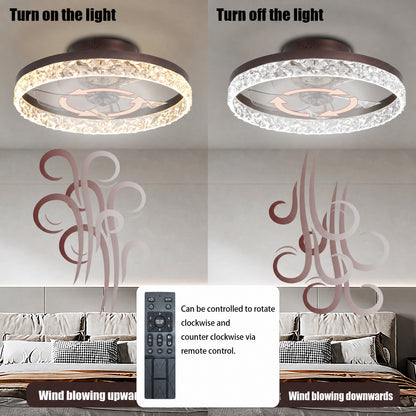 19.7" Ceiling Fans with Lights, Low Profile Ceiling Fan and Remote, Flush Mount Ceiling Fans, Stepless Dimmable LED Light, Brown Fixtures for Bedroom, Living Room image 6