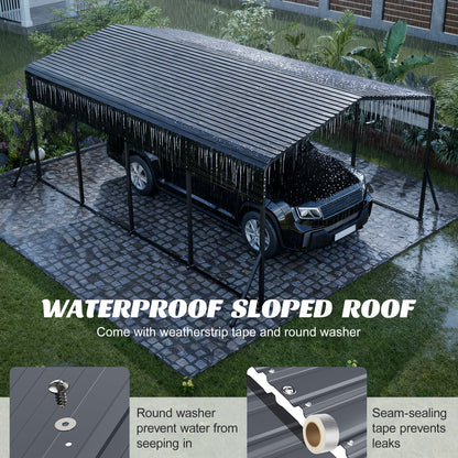 13x20 FT Metal Carport,Garage with Upgraded Triangle Reinforced Frame&4 Poles,Galvanized Steel Hardtop Roof,Heavy-Duty All-Weather Shelter for Car,Truck,Boat,Outdoor Storage image 6