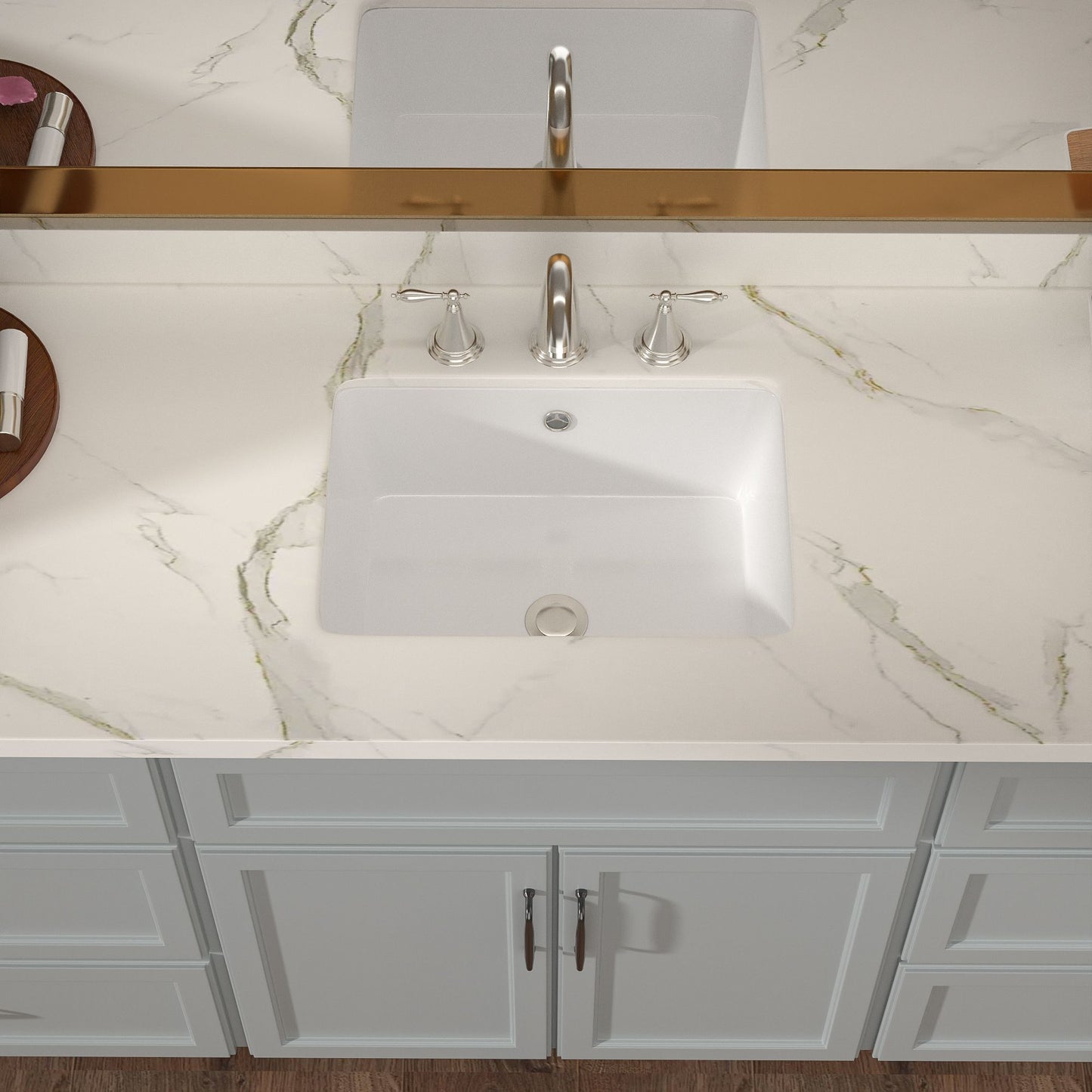 20.63-inch Undermount White Single Bowl Rectangular Vanity Ceramic Bathroom Sink Lavatory Wash Hand Basin with Over Flow image 4