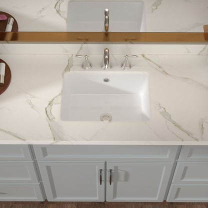 20.63-inch Undermount White Single Bowl Rectangular Vanity Ceramic Bathroom Sink Lavatory Wash Hand Basin with Over Flow image 4