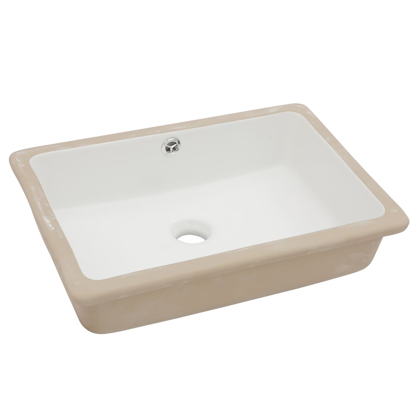 20.63-inch Undermount White Single Bowl Rectangular Vanity Ceramic Bathroom Sink Lavatory Wash Hand Basin with Over Flow image 2