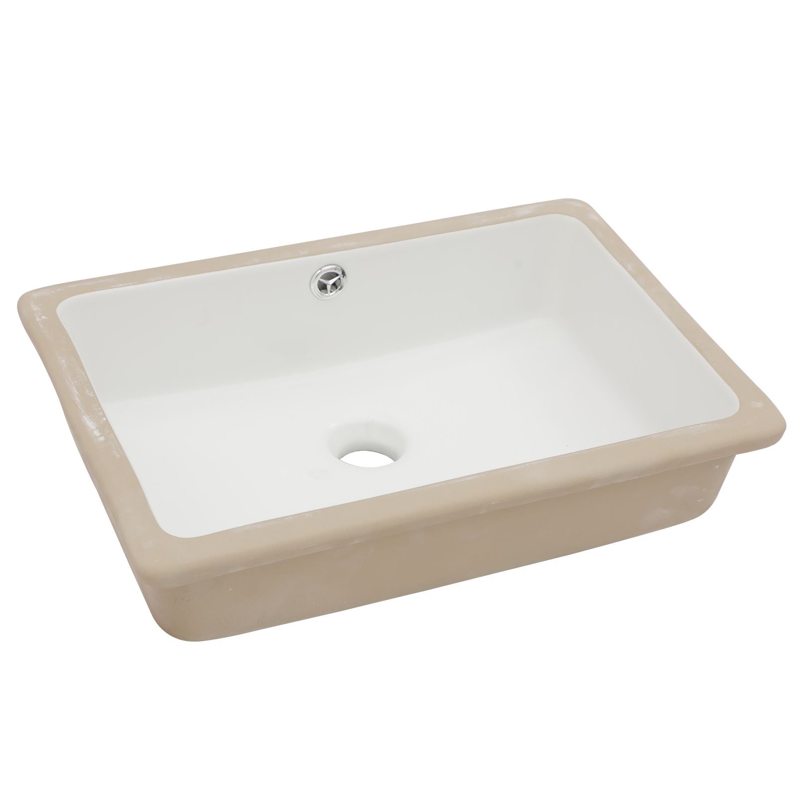 20.63-inch Undermount White Single Bowl Rectangular Vanity Ceramic Bathroom Sink Lavatory Wash Hand Basin with Over Flow image 2