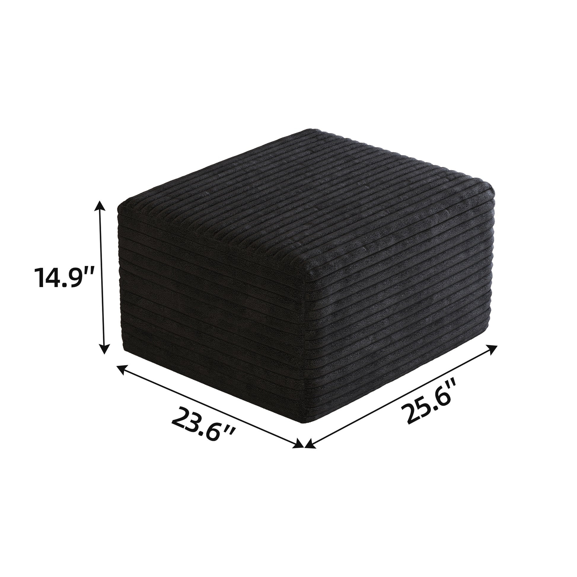 Sofa ottoman,No Assembly Required,Black(Plush Corduroy Fabric) image 5