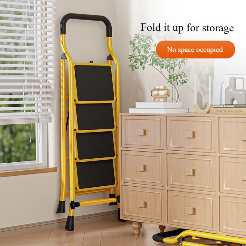 4 Step Ladder with Handrails, Folding Step Stool with Anti-Slip Wide Pedals image 2