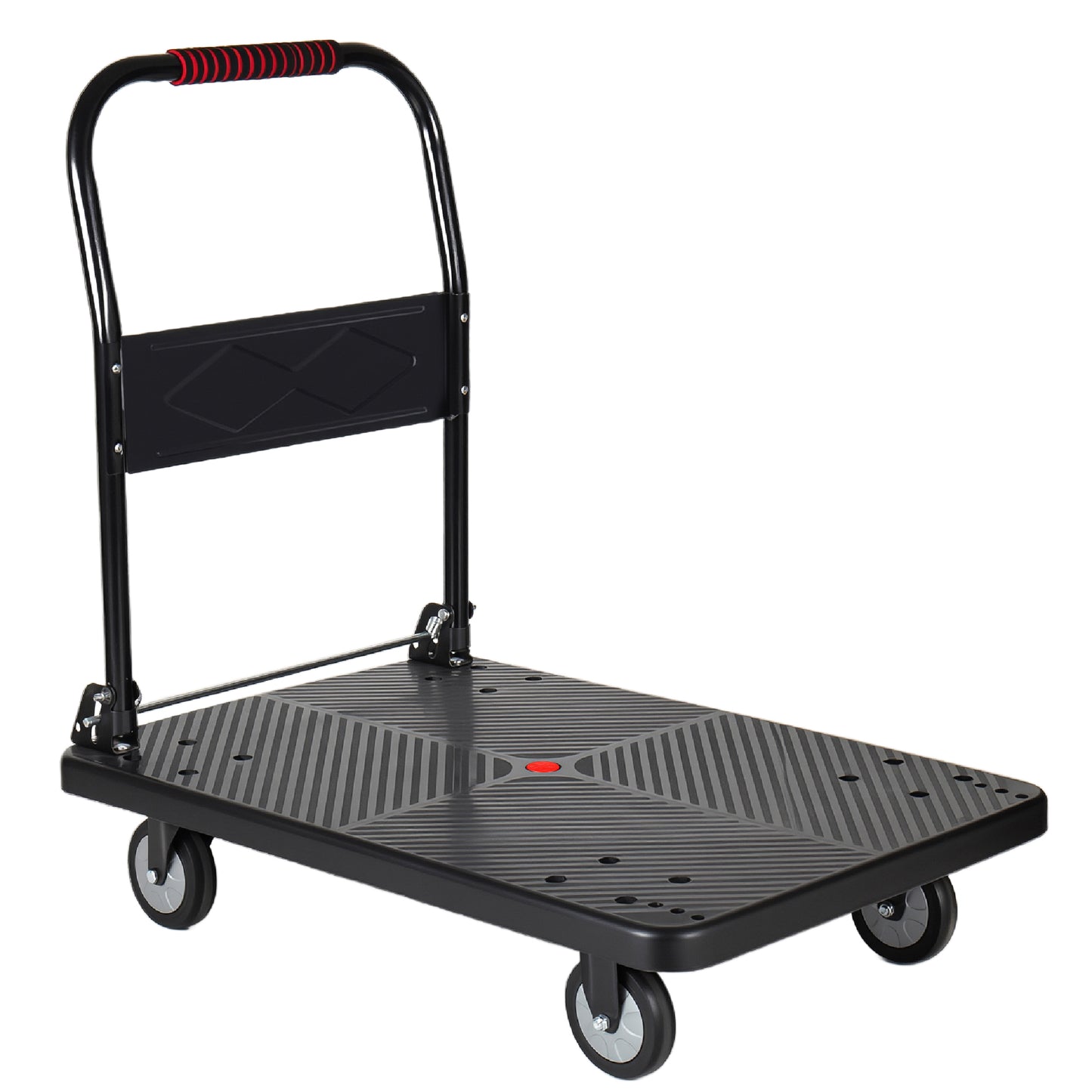 35-3/4" Long x 24" Wide Platform Truck, Foldable Handcart with 5'' TPR 360-Degree Silent Wheels, 660lbs Heavy-Duty Push Dolly Cart, 4 Steel Load-Bearing Beams for Warehouse Garage Home Use image 1