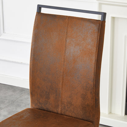 Set of 4 Vintage Brown Tech Fabric Dining Chairs: 39.3" High, 20.4" Ergonomic Backrest, 17" Deep Seat, Ideal for Dining Room, Café & Leisure Area, Stylish & Comfortable image 12