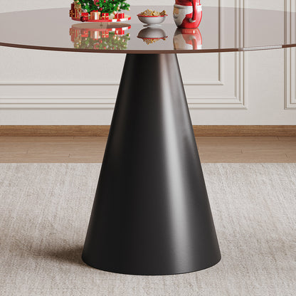 35-inch round glass dining table, with tempered glass tabletop and carbon steel legs. Suitable for 2-4 people. Dark brown small round dining table, suitable for restaurants and apartments. (2 chair) image 8