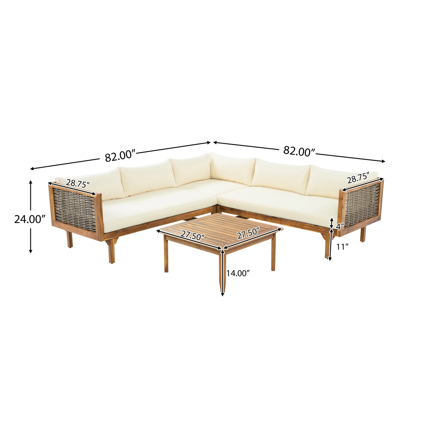 SECTIONAL SEATING GROUP WITH WATERPROOF CUSHIONS - PREMIUM OUTDOOR SOFA SET(BEIGE CUSHION) image 4