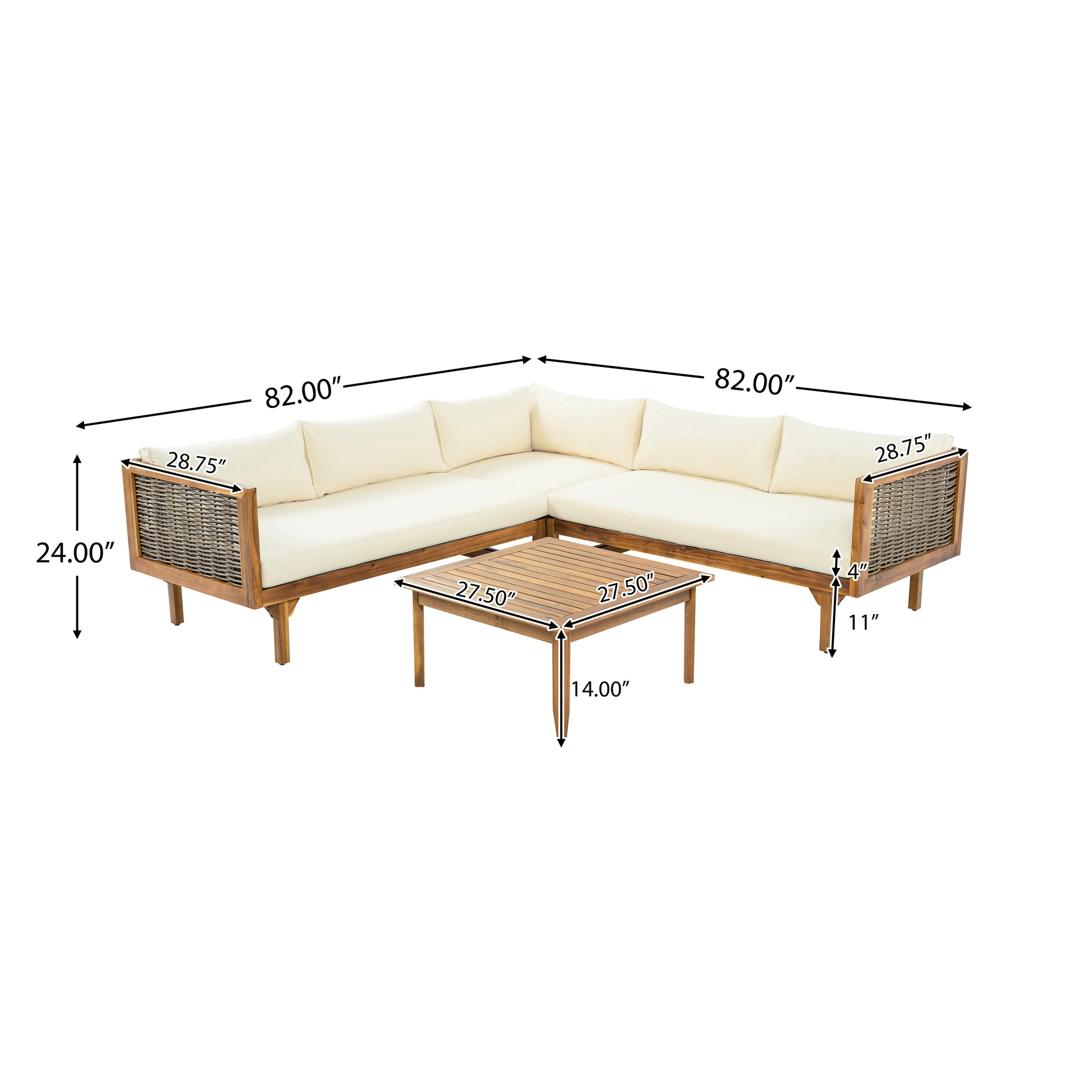 SECTIONAL SEATING GROUP WITH WATERPROOF CUSHIONS - PREMIUM OUTDOOR SOFA SET(BEIGE CUSHION) image 4