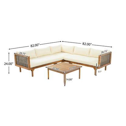 SECTIONAL SEATING GROUP WITH WATERPROOF CUSHIONS - PREMIUM OUTDOOR SOFA SET(BEIGE CUSHION) image 4