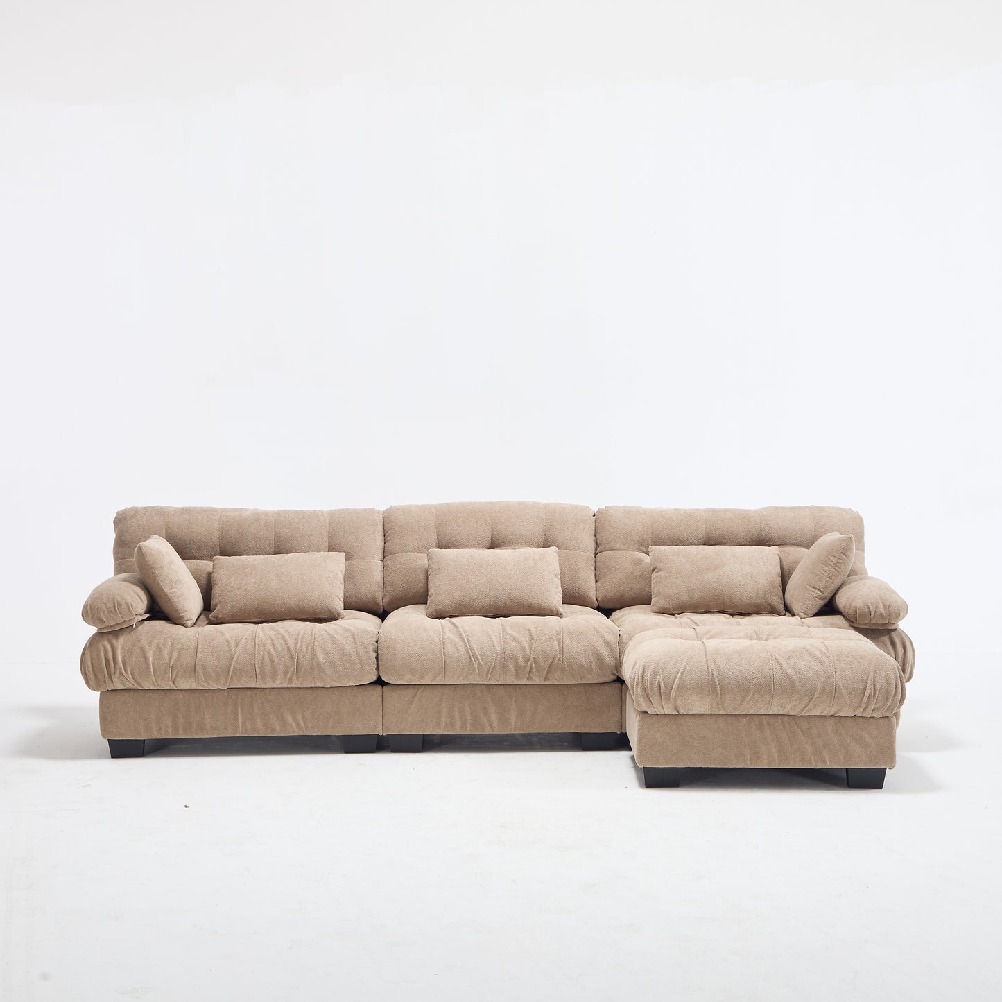 Modular Sectional Sofa,Cloud Couch, L Shaped Couch with Movable Ottoman, Modern Deep Seat Couches for Living Room, Oversized 3-Seater Sofa Comfy advanced flannelette Sofas for Bedroom,5 Pillows image 9