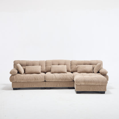 Modular Sectional Sofa,Cloud Couch, L Shaped Couch with Movable Ottoman, Modern Deep Seat Couches for Living Room, Oversized 3-Seater Sofa Comfy advanced flannelette Sofas for Bedroom,5 Pillows image 9