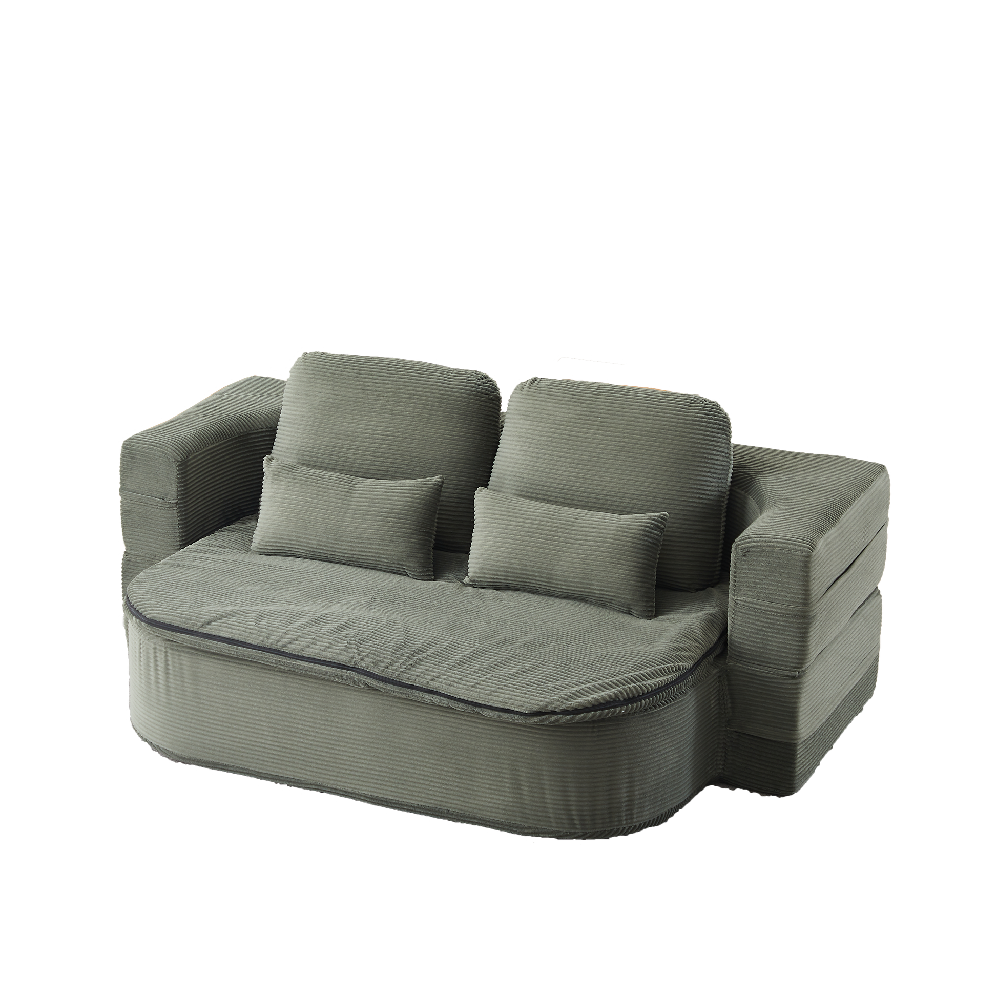 75''2-in-1 Foldable Sofa,Convertible Sleeper Foam Sofa Bed with Multi Functional Blanket, Corduroy Floor folding sofa bed, Floor Sofa Lounge Sofa for Living Room Bedroom Lounge Studio image 11