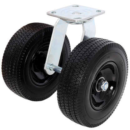 8 in Dual Flat Free Wheels Swivel Caster, 660LBS LOAD CAPACITY image 1