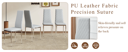Modern Style Dining Chairs Set of 6 in Light Gray, Essential for Minimalist Homes.Meeting Family Dining Needs,PU Material Seat,Silver Metal Legs,Blending into Various Home Environments.W1151107277 image 8