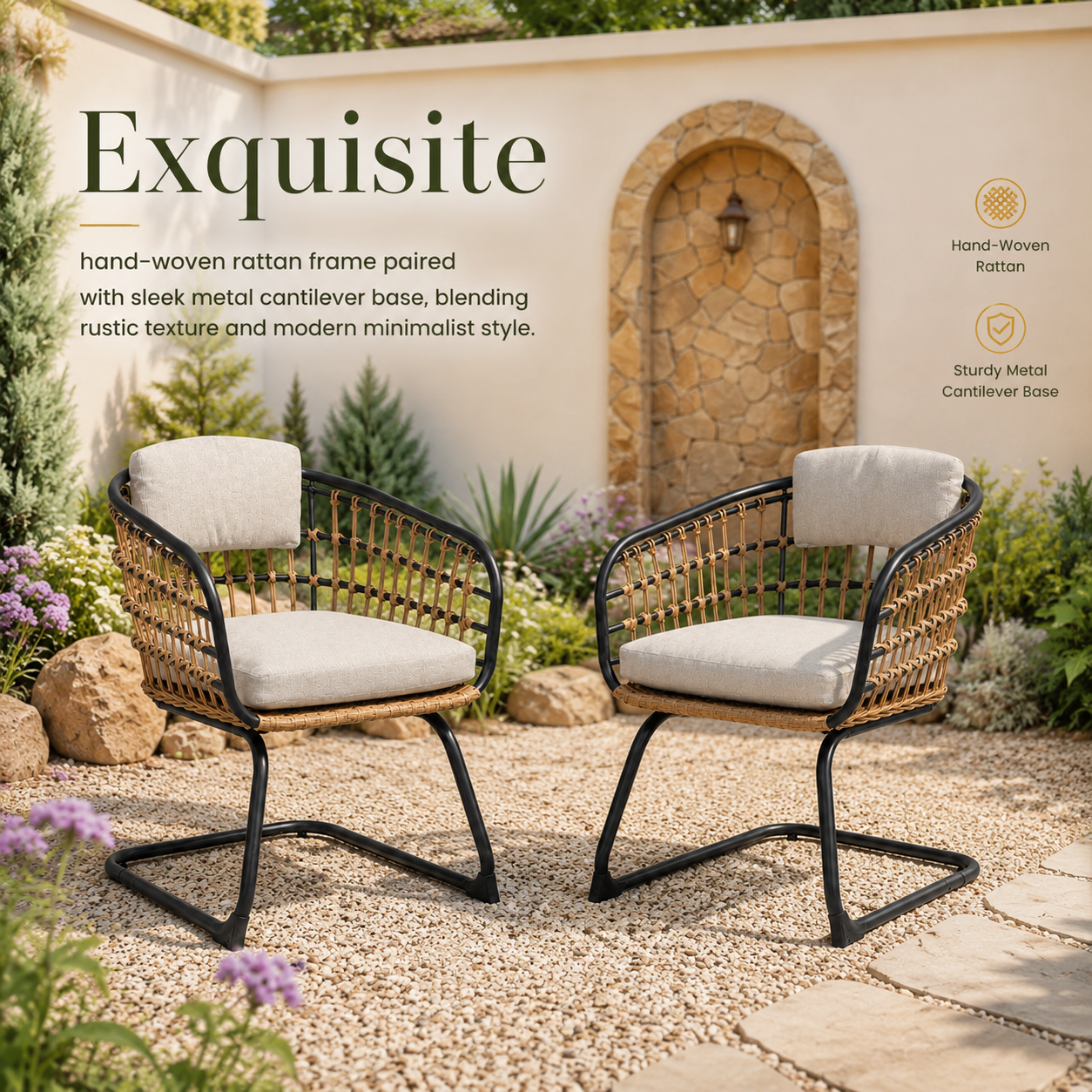 Wicker Dining Chair-SET OF 2 is designed to elevate your patio, balcony, or garden space into a cozy, stylish spot for relaxation and connection. image 4