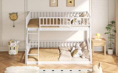 Full XL over Queen Bunk Bed with Ladder and Guardrails, White image 5