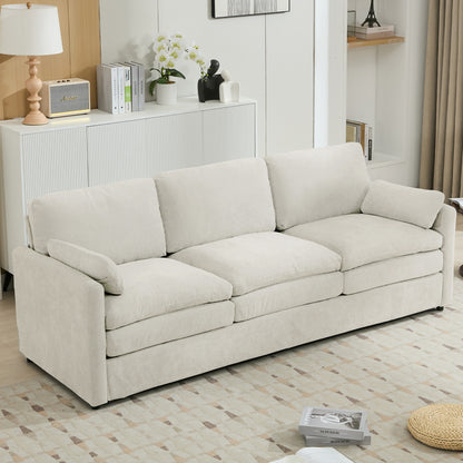 89" Cozy Upholstered 3-seater Sofa Oversized Comfy Cloud Sofa Double Cushion 3-seater Sofa Plush Cushion Sofa Couch for Living Room, Beige image 1