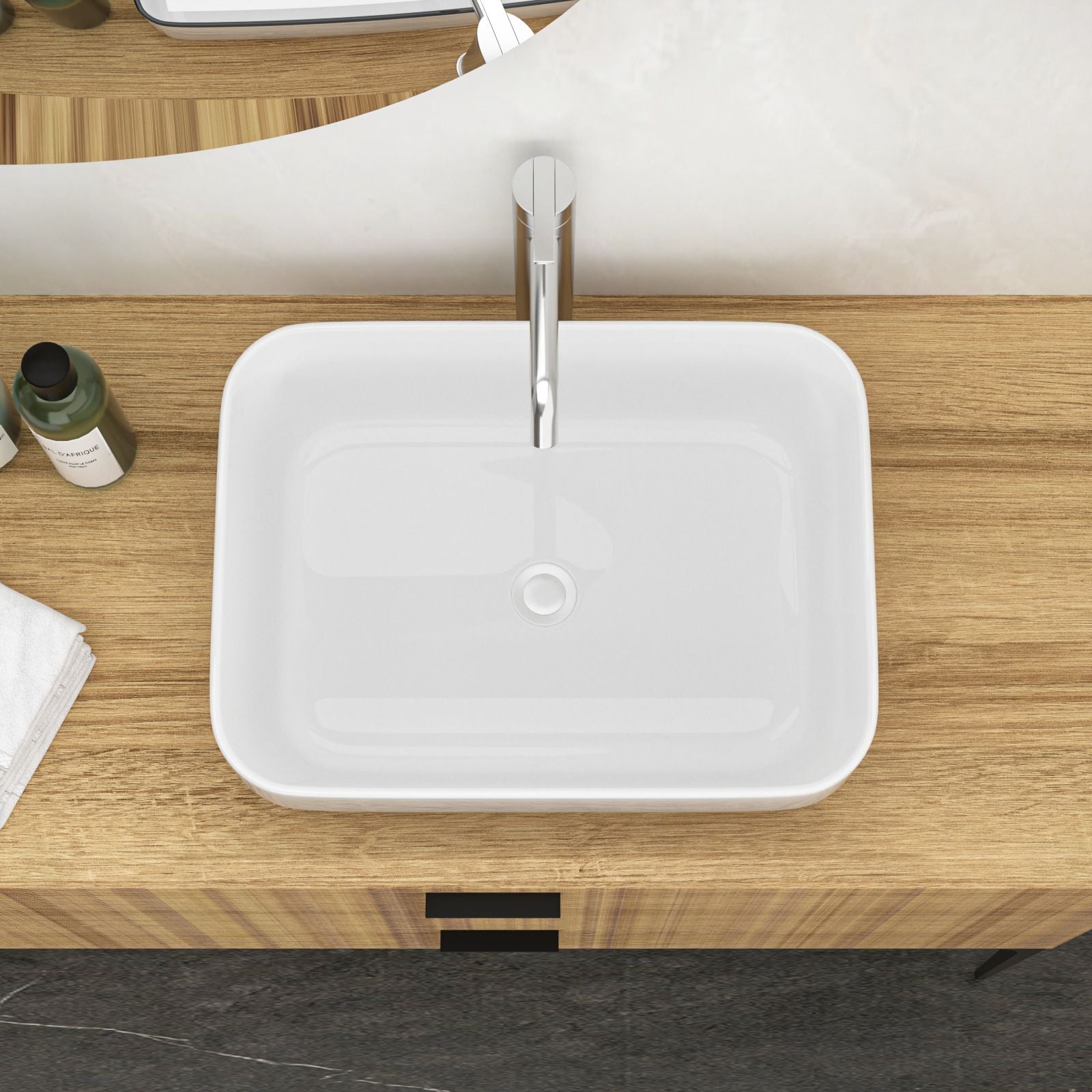 20x15 Inch White Ceramic Rectangular Vessel Bathroom Sink image 3