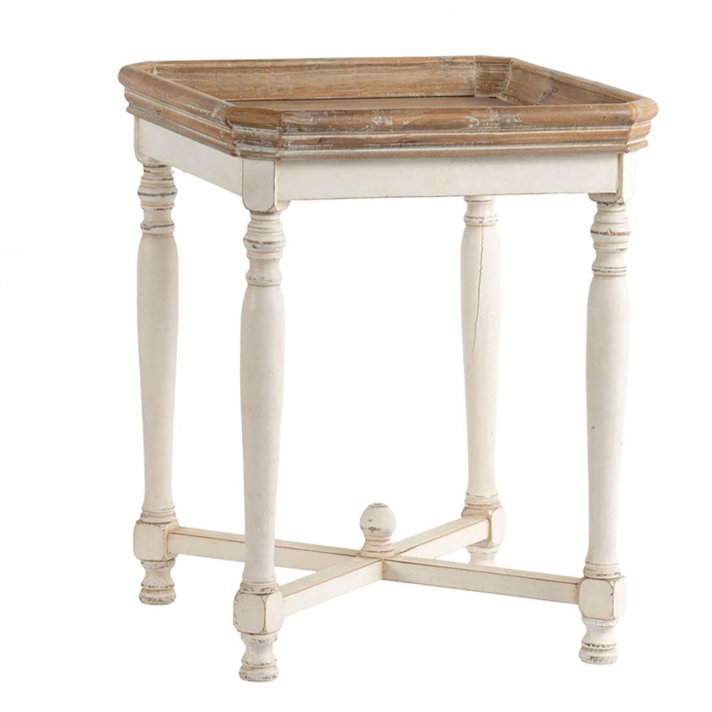 Alcott side table tray-style top - white and wood