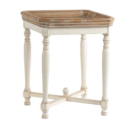 Alcott side table tray-style top - white and wood
