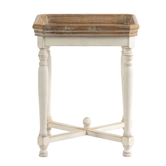 Square Alcott Side Table - Southern Living Collection - white base natural wood top