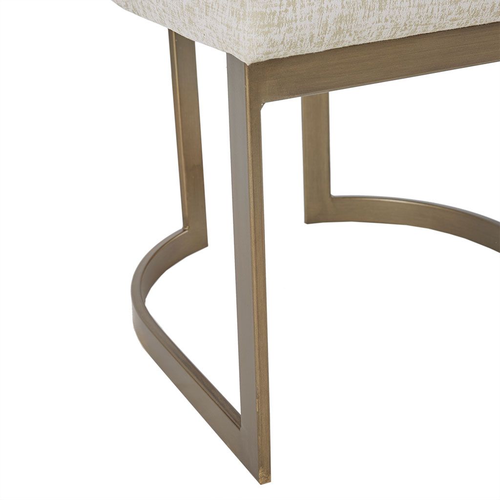 21'' Accent Dining Chairs, Antique Gold Metal Frame Back and Sled Leg Contemporary Modern Style for Kitchen Room, White, image 9