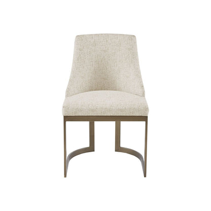 21'' Accent Dining Chairs, Antique Gold Metal Frame Back and Sled Leg Contemporary Modern Style for Kitchen Room, White, image 3