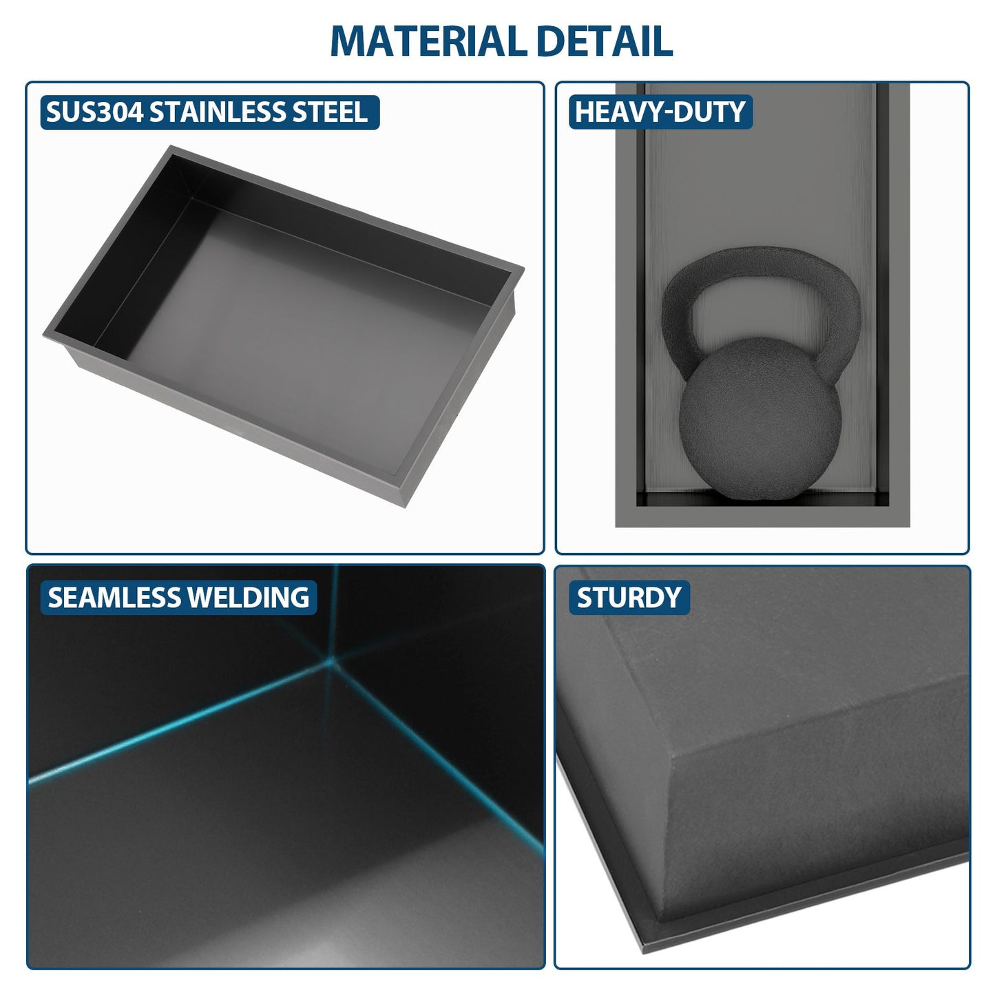 21" x 13" Stainless Steel Shower Niche, Gunmetal Black image 5