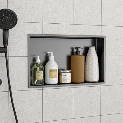 21" x 13" Stainless Steel Shower Niche, Gunmetal Black image 1