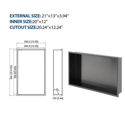 21" x 13" Stainless Steel Shower Niche, Gunmetal Black image 8