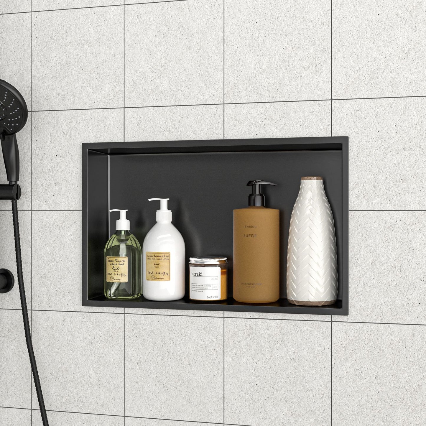 21" x 13" Stainless Steel Shower Niche, Gunmetal Black image 2