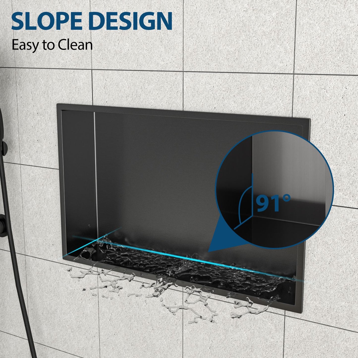 21" x 13" Stainless Steel Shower Niche, Gunmetal Black image 4