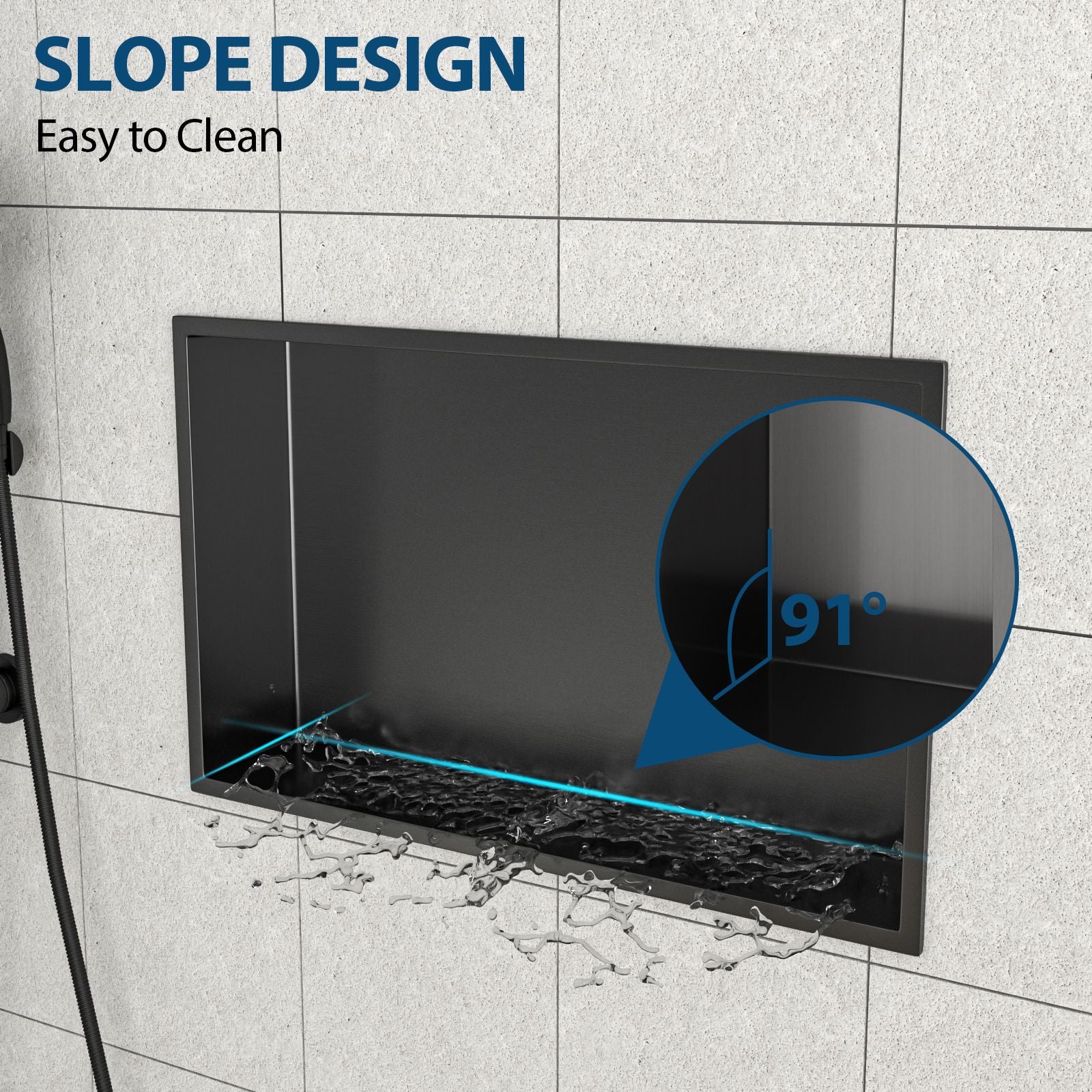 21" x 13" Stainless Steel Shower Niche, Gunmetal Black image 4