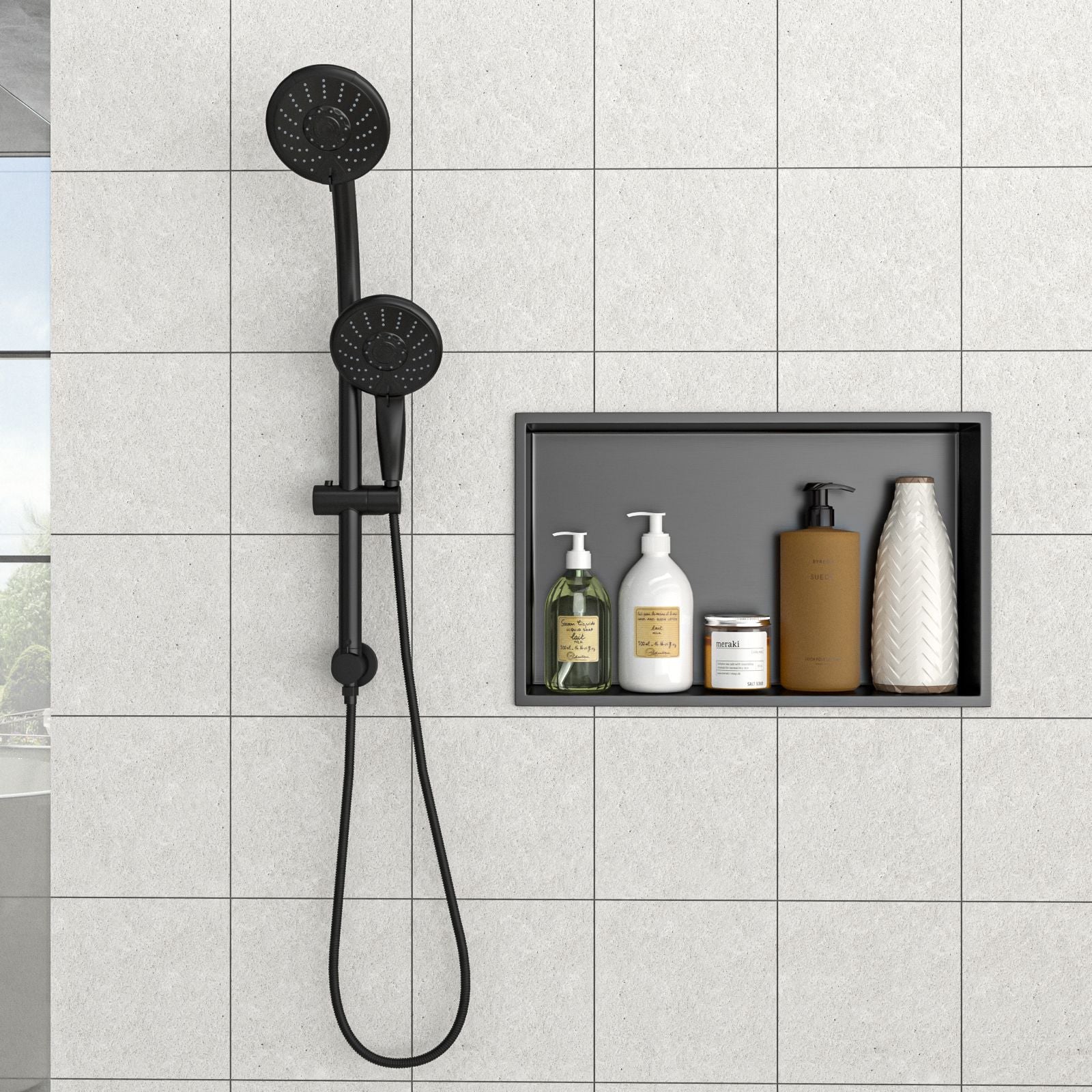 21" x 13" Stainless Steel Shower Niche, Gunmetal Black image 3