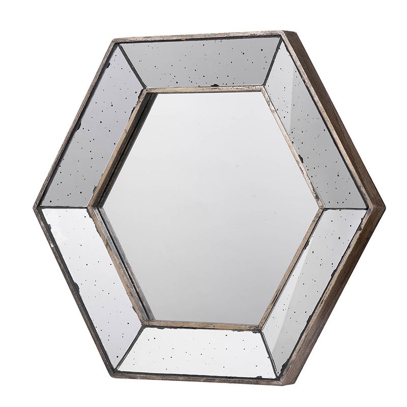 21 inch hexagon mirror with silver frame for home accent