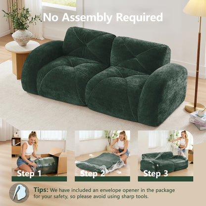 2-seater Tufted Sofa Couches With boneless Sofa,Soft Velvet Fabric,Bottom Anti-Slip Design,32D High Density Sponge,Ergonomic Design Bottom,No Assembly Required,Fits Living Rooms,Green image 4