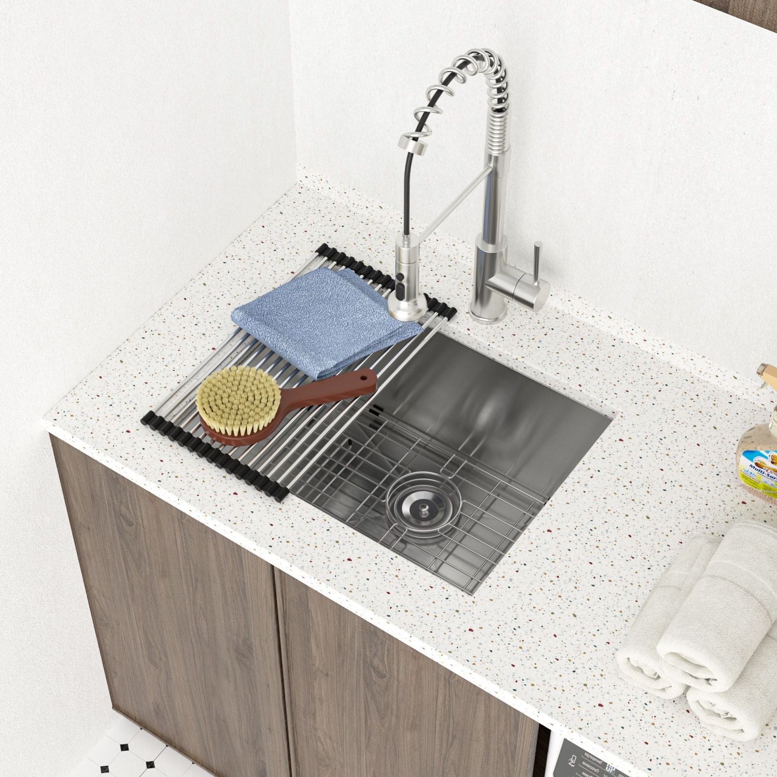 21"*18" Undermount 16-Gauge T304 Stainless Steel Deep Single Bowl Laundry Utility Sink Basin image 3