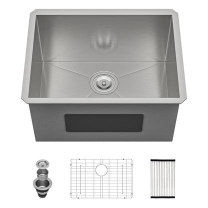21"*18" Undermount 16-Gauge T304 Stainless Steel Deep Single Bowl Laundry Utility Sink Basin image 4
