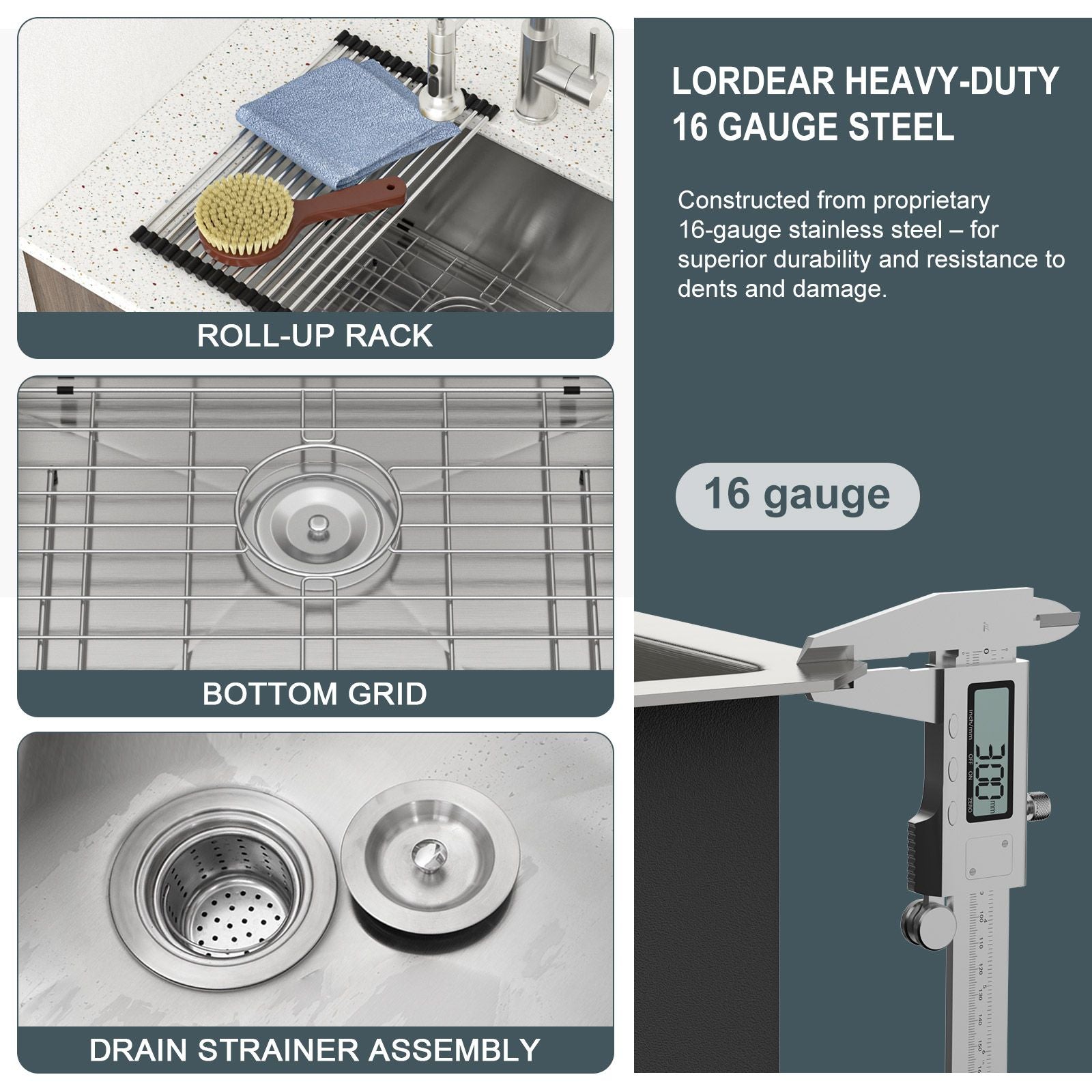 21"*18" Undermount 16-Gauge T304 Stainless Steel Deep Single Bowl Laundry Utility Sink Basin image 8